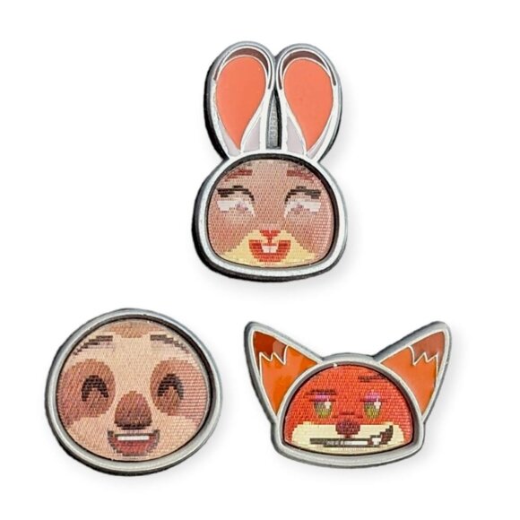 Zootopia Disney Tiny Pins: Judy Hopps, Flash, and Nick Wilde Lenticular Emoji